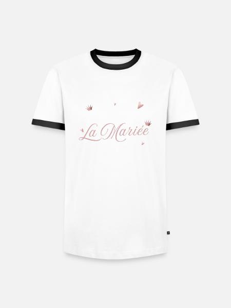 Pink Arrow Brautteam - Männer Kontrast-T-Shirt - Weiß/Schwarz