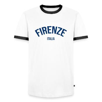 Firenze - Italia - Männer Kontrast-T-Shirt - Weiß/Schwarz - Vorne - AI Model Female 172 light (172cm) & AI Model Male 178 dark (178cm)