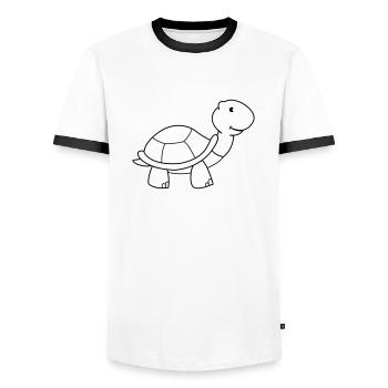 turtle - Men's Ringer Shirt - white/black - Front - AI Model Female 172 light (172cm) & AI Model Male 178 dark (178cm)