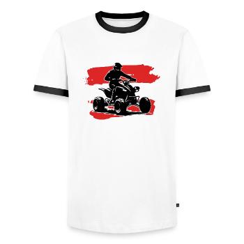 Drapeau de l’Autriche Quad - T-shirt contrasté Homme - blanc/noir - Devant - AI Model Female 172 light (172cm) & AI Model Male 178 dark (178cm)