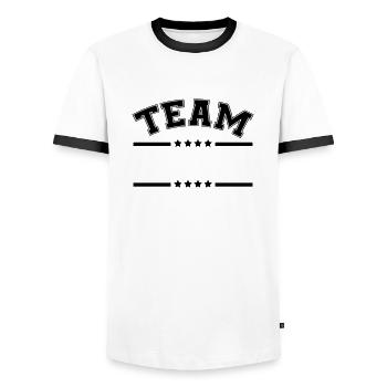 Team Stroke Stern - Men's Ringer Shirt - white/black - Front - AI Model Female 172 light (172cm) & AI Model Male 178 dark (178cm)
