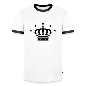 Crown & Etoiles 01.0 - T-shirt contrasté Homme - blanc/noir - Devant - AI Model Female 172 light (172cm) & AI Model Male 178 dark (178cm)
