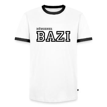 Münchner Bazi - Männer Kontrast-T-Shirt - Weiß/Schwarz - Vorne - AI Model Female 172 light (172cm) & AI Model Male 178 dark (178cm)