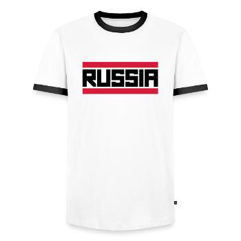 russia - T-shirt contrasté Homme - blanc/noir - Devant - AI Model Female 172 light (172cm) & AI Model Male 178 dark (178cm)