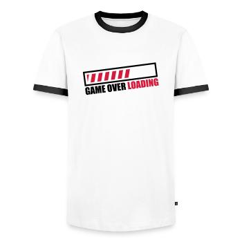 game_over_loading_c2 - T-shirt contrasté Homme - blanc/noir - Devant - AI Model Female 172 light (172cm) & AI Model Male 178 dark (178cm)