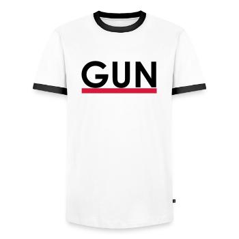 gun - T-shirt contrasté Homme - blanc/noir - Devant - AI Model Female 172 light (172cm) & AI Model Male 178 dark (178cm)