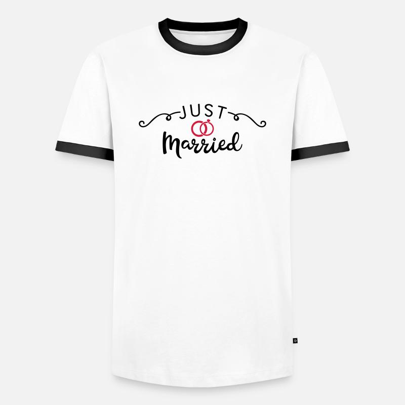 just married - Männer Kontrast-T-Shirt - Weiß/Schwarz