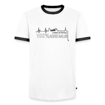 Angeln 100 % - Männer Kontrast-T-Shirt - Weiß/Schwarz - Vorne - AI Model Female 172 light (172cm) & AI Model Male 178 dark (178cm)
