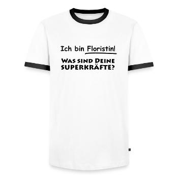 ich bin floristin - Männer Kontrast-T-Shirt - Weiß/Schwarz - Vorne - AI Model Female 172 light (172cm) & AI Model Male 178 dark (178cm)