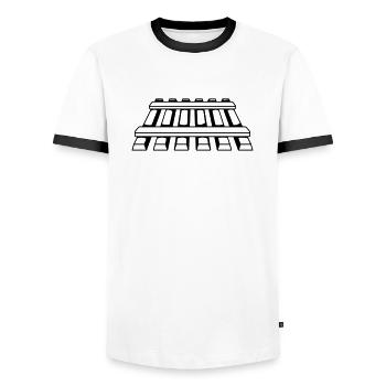 Track rails route - Men's Ringer Shirt - white/black - Front - AI Model Female 172 light (172cm) & AI Model Male 178 dark (178cm)