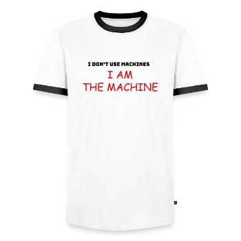 Musculation Musculation Entraînement Gym - T-shirt contrasté Homme - blanc/noir - Devant - AI Model Female 172 light (172cm) & AI Model Male 178 dark (178cm)