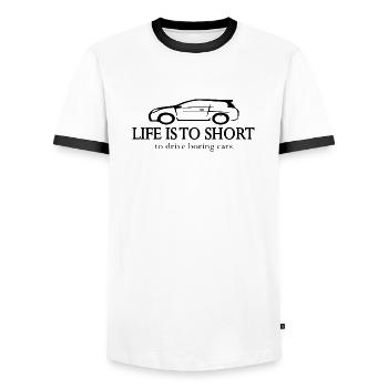 Car car - Men's Ringer Shirt - white/black - Front - AI Model Female 172 light (172cm) & AI Model Male 178 dark (178cm)