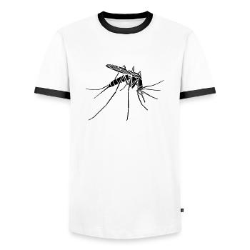 Moustique / Mosquito - T-shirt contrasté Homme - blanc/noir - Devant - AI Model Female 172 light (172cm) & AI Model Male 178 dark (178cm)