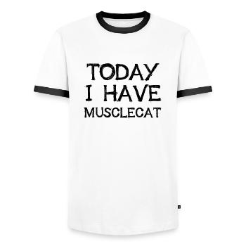 Today I Have Musclecat Lustiges Denglisch Geschenk - Männer Kontrast-T-Shirt - Weiß/Schwarz - Vorne - AI Model Female 172 light (172cm) & AI Model Male 178 dark (178cm)