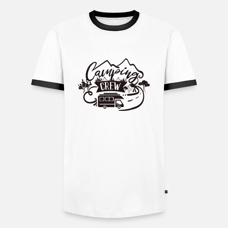Campingplatz team - Männer Kontrast-T-Shirt - Weiß/Schwarz