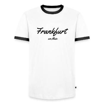 Francfort-sur-le-Main - T-shirt contrasté Homme - blanc/noir - Devant - AI Model Female 172 light (172cm) & AI Model Male 178 dark (178cm)