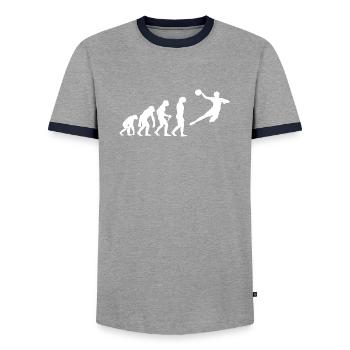 Evolution Handball Kinder - Männer Kontrast-T-Shirt - Grau/Navy  - Vorne - AI Model Female 172 light (172cm) & AI Model Male 178 light (178cm)