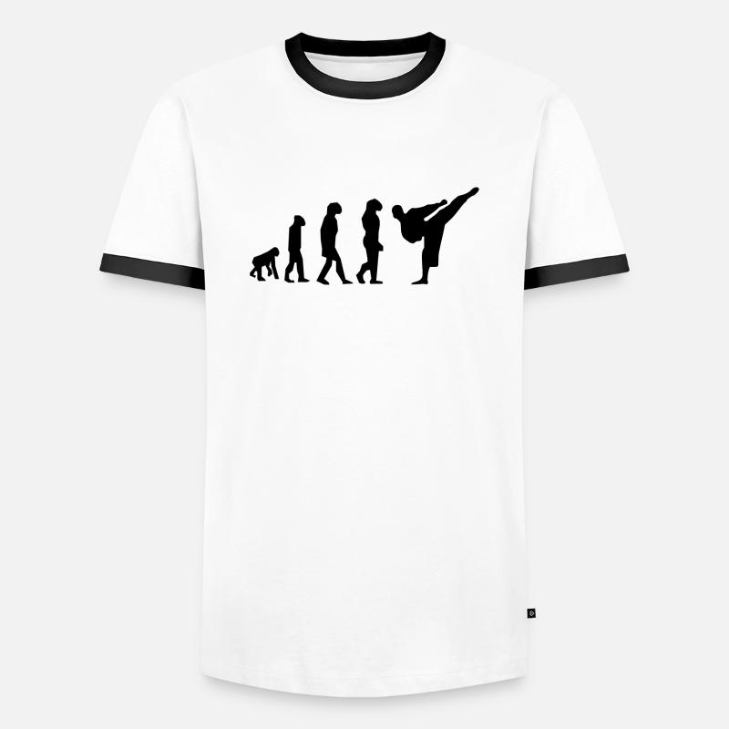 Karate Evolution - Männer Kontrast-T-Shirt - Weiß/Schwarz