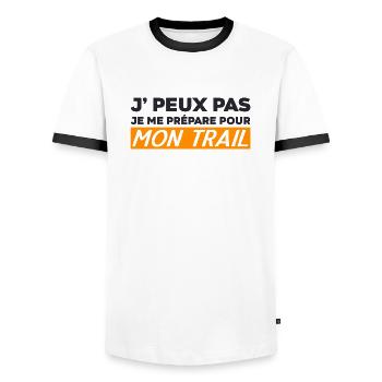 Je Peux Pas Je Me Prépare pour Mon Trail Humour - T-shirt contrasté Homme - blanc/noir - Devant - AI Model Female 172 light (172cm) & AI Model Male 178 dark (178cm)