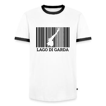 Lake Garda Barcode Lago Di Garda Holiday Gift - Men's Ringer Shirt - white/black - Front - AI Model Female 172 light (172cm) & AI Model Male 178 dark (178cm)