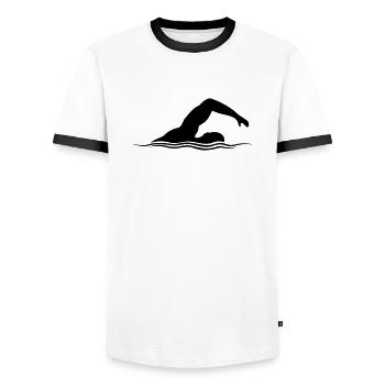 Sport Swimmer Silhouette - Men's Ringer Shirt - white/black - Front - AI Model Female 172 light (172cm) & AI Model Male 178 dark (178cm)