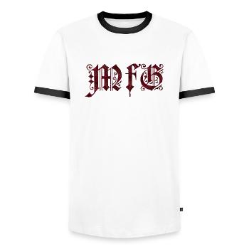 Mit freundlichen Grüßen - Männer Kontrast-T-Shirt - Weiß/Schwarz - Vorne - AI Model Female 172 light (172cm) & AI Model Male 178 dark (178cm)