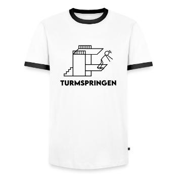 Turmspringer Sprung Sprungbrett Turmspringen - Männer Kontrast-T-Shirt - Weiß/Schwarz - Vorne - AI Model Female 172 light (172cm) & AI Model Male 178 dark (178cm)