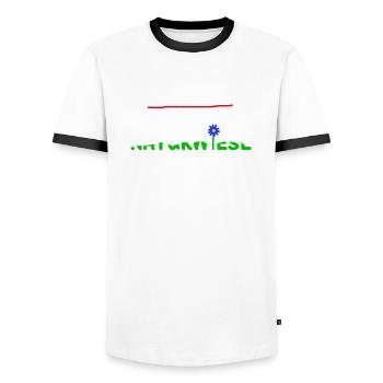 Contra Rasenmähen, pro Naturwiese - Männer Kontrast-T-Shirt - Weiß/Schwarz - Vorne - AI Model Female 172 light (172cm) & AI Model Male 178 dark (178cm)