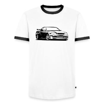 gtr r34 nismo skyline - Männer Kontrast-T-Shirt - Weiß/Schwarz - Vorne - AI Model Female 172 light (172cm) & AI Model Male 178 dark (178cm)
