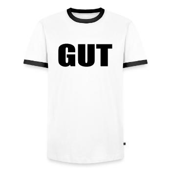 GUT - Männer Kontrast-T-Shirt - Weiß/Schwarz - Vorne - AI Model Female 172 light (172cm) & AI Model Male 178 dark (178cm)