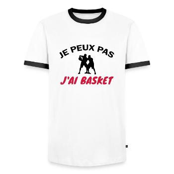 je peux pas j ai basket / cadeau humour basket - T-shirt contrasté Homme - blanc/noir - Devant - AI Model Female 172 light (172cm) & AI Model Male 178 dark (178cm)