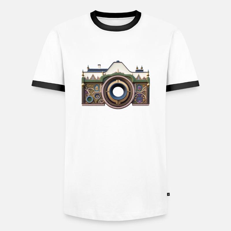 Camera - Men's Ringer Shirt - white/black