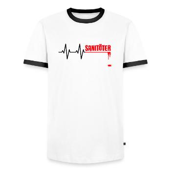 Sanitöter Herzlinie Rettungssanitäter Geschenk - Männer Kontrast-T-Shirt - Weiß/Schwarz - Vorne - AI Model Female 172 light (172cm) & AI Model Male 178 dark (178cm)