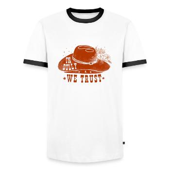 Western Desert Retro 1 - Men's Ringer Shirt - white/black - Front - AI Model Female 172 light (172cm) & AI Model Male 178 dark (178cm)