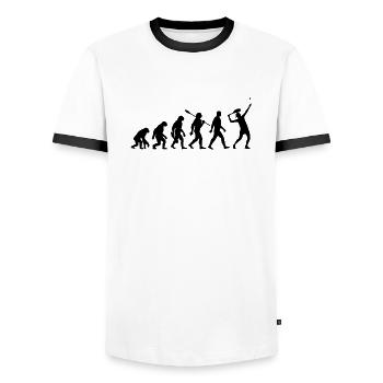 Evolution Tennis - Joueurs de tennis - T-shirt contrasté Homme - blanc/noir - Devant - AI Model Female 172 light (172cm) & AI Model Male 178 dark (178cm)