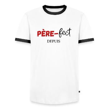 Père fect Depuis Personnalisé - T-shirt contrasté Homme - blanc/noir - Devant - AI Model Female 172 light (172cm) & AI Model Male 178 dark (178cm)