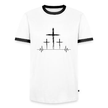 Die for you - Men's Ringer Shirt - white/black - Front - AI Model Female 172 light (172cm) & AI Model Male 178 dark (178cm)