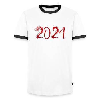Chinese New Year Dragon China Asian I Gift - Men's Ringer Shirt - white/black - Front - AI Model Female 172 light (172cm) & AI Model Male 178 dark (178cm)