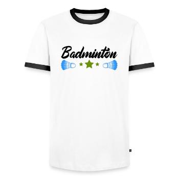 badminton - Männer Kontrast-T-Shirt - Weiß/Schwarz - Vorne - AI Model Female 172 light (172cm) & AI Model Male 178 dark (178cm)