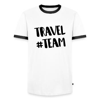 Équipe de voyage - T-shirt contrasté Homme - blanc/noir - Devant - AI Model Female 172 light (172cm) & AI Model Male 178 dark (178cm)