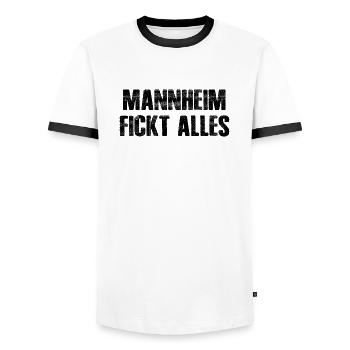 Mannheim Monnem Mannheimat - Männer Kontrast-T-Shirt - Weiß/Schwarz - Vorne - AI Model Female 172 light (172cm) & AI Model Male 178 dark (178cm)