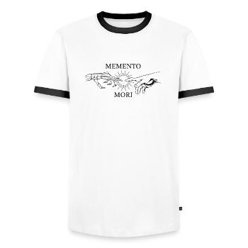 Memento Mori - Men's Ringer Shirt - white/black - Front - AI Model Female 172 light (172cm) & AI Model Male 178 dark (178cm)