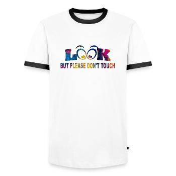 Stay Strong Positive Quote Cute Love Positivity - Men's Ringer Shirt - white/black - Front - AI Model Female 172 light (172cm) & AI Model Male 178 dark (178cm)
