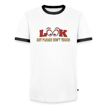 Stay Strong Positive Quote Cute Love Positivity - Men's Ringer Shirt - white/black - Front - AI Model Female 172 light (172cm) & AI Model Male 178 dark (178cm)
