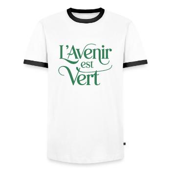 L'avenir est vert - T-shirt contrasté Homme - blanc/noir - Devant - AI Model Female 172 light (172cm) & AI Model Male 178 dark (178cm)
