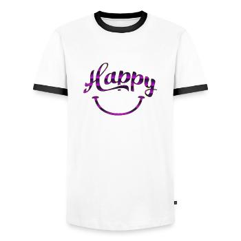 happy quotes positive quote cute love positivity - Men's Ringer Shirt - white/black - Front - AI Model Female 172 light (172cm) & AI Model Male 178 dark (178cm)