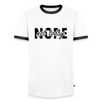 Nope Not Today | Nein heute nicht | Lustiges Motiv - Männer Kontrast-T-Shirt - Weiß/Schwarz - Vorne - AI Model Female 172 light (172cm) & AI Model Male 178 dark (178cm)