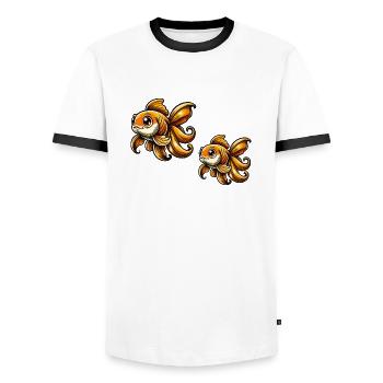 goldfish - Men's Ringer Shirt - white/black - Front - AI Model Female 172 light (172cm) & AI Model Male 178 dark (178cm)