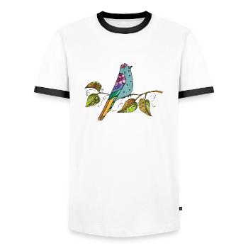 Colorful bird - Men's Ringer Shirt - white/black - Front - AI Model Female 172 light (172cm) & AI Model Male 178 dark (178cm)