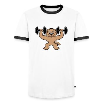 Hund Bodybuilder Stark Muskeln Gym Gewichtheben - Männer Kontrast-T-Shirt - Weiß/Schwarz - Vorne - AI Model Female 172 light (172cm) & AI Model Male 178 dark (178cm)